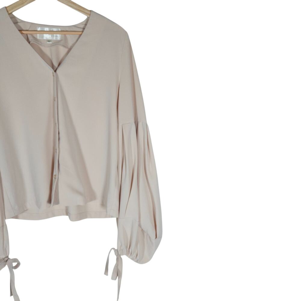 JOA Los Angeles Womens Blouse Small Beige Balloon Sleeve Feminine Fairycore Chic - Picture 2 of 14